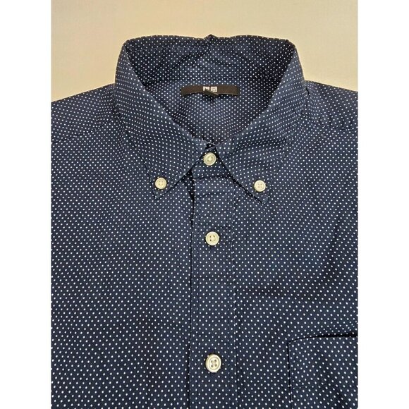Uniqlo Size Small Mens Black White Polka Dots Button Down Long Sleeve Shirt - Picture 1 of 10